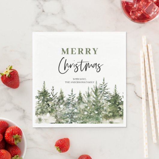 クリスマスグリーンツリー |メリークリスマス スタンダードランチョンナプキン (インサイチュ)