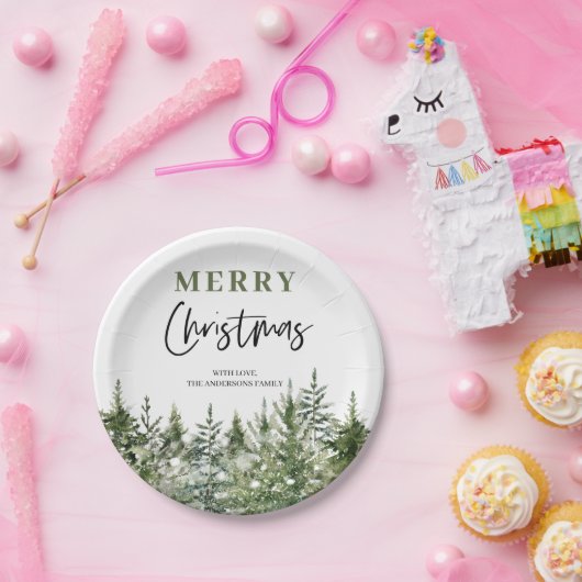 クリスマスグリーンツリー |メリークリスマス ペーパープレート (パーティー)