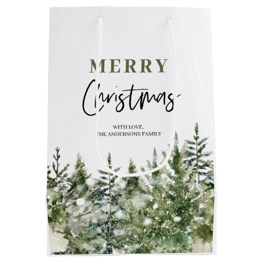 クリスマスグリーンツリー |メリークリスマス ミディアムペーパーバッグ (裏面)