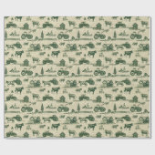 クリスマスグリーントイレファームトラクターカウホース ラッピングペーパー (フラット)