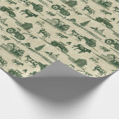 クリスマスグリーントイレファームトラクターカウホース ラッピングペーパー (角)