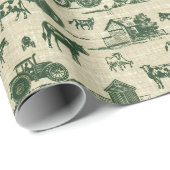 クリスマスグリーントイレファームトラクターカウホース ラッピングペーパー (ロールコーナー)