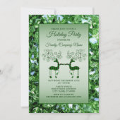 クリスマスグリーントナカイトレンディーホリデー 招待状 (正面)