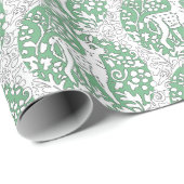 クリスマスグリーントナカイ模様ウッドランド冬 ラッピングペーパー (ロールコーナー)
