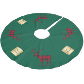 クリスマスグリーントナカイ赤い格子模様のビジネスロゴ ブラッシュドポリエステルツリースカート (アングル)