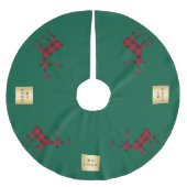 クリスマスグリーントナカイ赤い格子模様のビジネスロゴ ブラッシュドポリエステルツリースカート (正面)