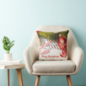 クリスマスグリーンパインブランチと赤ランタン クッション (椅子)