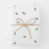 クリスマスグリーンパインレッドベリーパターン ラッピングペーパーシート (インサイチュ)