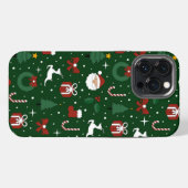 クリスマスグリーンパターン iPhoneケース (裏面横)