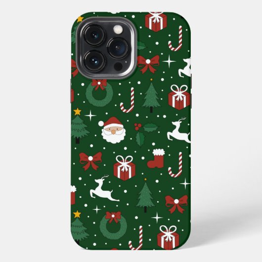 クリスマスグリーンパターン iPhoneケース (裏面)
