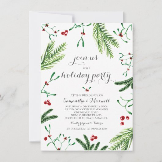 クリスマスグリーンパーティの招待状 招待状 (正面)