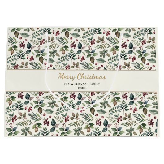 クリスマスグリーンフェスティバルパターン（の模様が）ある抱き枕 ラージペーパーバッグ (正面)