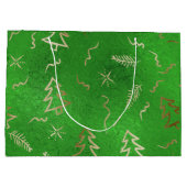 クリスマスグリーンフォイル金ゴールドドードルズホリデー抱き枕 ラージペーパーバッグ (裏面)