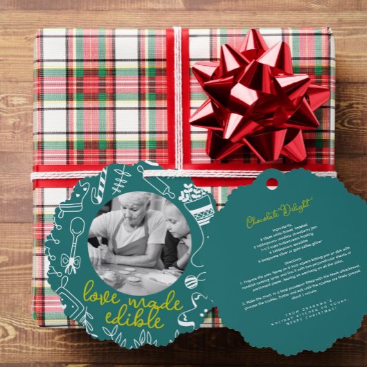 クリスマスグリーンフォトホリデーベーキングオーナメントカード オーナメントカード