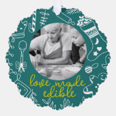 クリスマスグリーンフォトホリデーベーキングオーナメントカード オーナメントカード (正面)