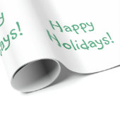 クリスマスグリーンフォントハッピーホリデーズウィッシュ ラッピングペーパー (ロールコーナー)