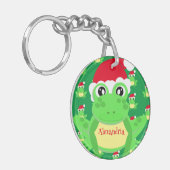 クリスマスグリーンフロッグサンタハットパターンノベルティ キーホルダー (正面左)