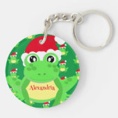 クリスマスグリーンフロッグサンタハットパターンノベルティ キーホルダー (裏面)