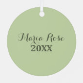 クリスマスグリーンフローラ書道シンプル写真 メタルオーナメント (裏面)