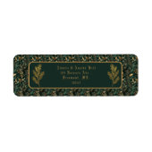 クリスマスグリーンフローラ背景金ゴールドパイン ラベル (正面)