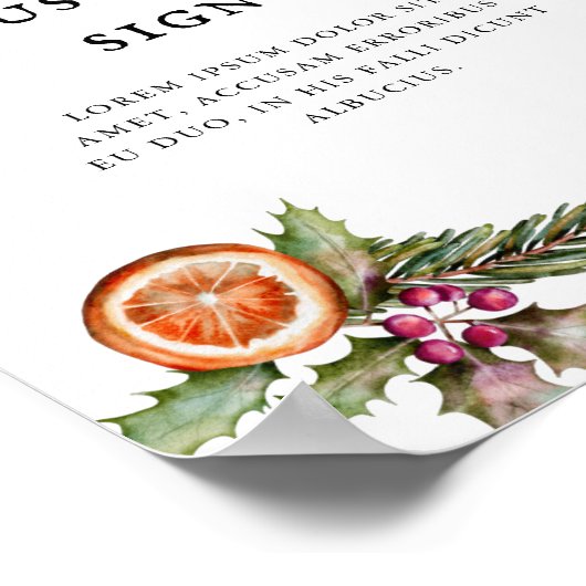 クリスマスグリーンブライダルシャワーカスタムサイン ポスター (角)