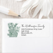 クリスマスグリーンブラックボタニカル差出人住所 ラベル (インサイチュ)
