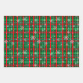 クリスマスグリーンプレイド雪 ラッピングペーパーシート (正面2)