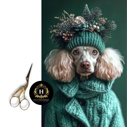 クリスマスグリーンプードルポートレートデコページ 薄葉紙