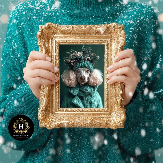 クリスマスグリーンプードルポートレートデコページ 薄葉紙