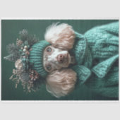 クリスマスグリーンプードルポートレートデコページ 薄葉紙 (正面)