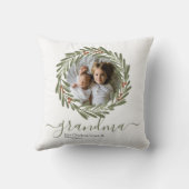 クリスマスグリーンベリーリース写真パーソナライズされた クッション (裏面)