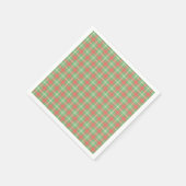 クリスマスグリーンベースのプレイド スタンダードカクテルナプキン (角)