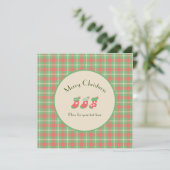 クリスマスグリーンベースのプレイド 招待状 (スタンド正面)