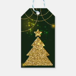 クリスマスグリーンホリデーグリッタースパークル ギフトタグ