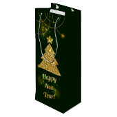 クリスマスグリーンホリデーグリッタースパークル ワインギフトバッグ (裏面アングル)