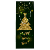 クリスマスグリーンホリデーグリッタースパークル ワインギフトバッグ (裏面)