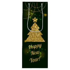 クリスマスグリーンホリデーグリッタースパークル ワインギフトバッグ