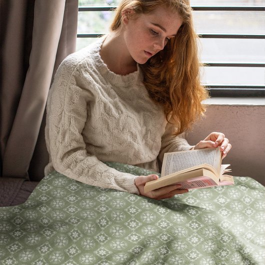 クリスマスグリーンホリデースノーフレークエレガントパターン フリースブランケット