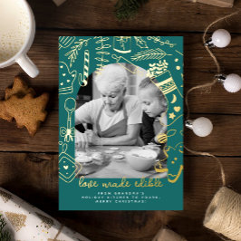 クリスマスグリーンホリデーベーキングフォイルホリデーカード 箔シーズンカード