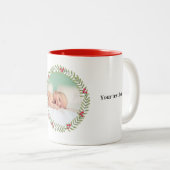 クリスマスグリーンホリデーリースフォトコーヒーマグ ツートーンマグカップ (正面右)