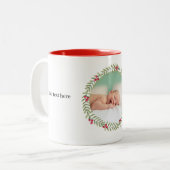 クリスマスグリーンホリデーリースフォトコーヒーマグ ツートーンマグカップ (正面左)