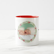 クリスマスグリーンホリデーリースフォトコーヒーマグ