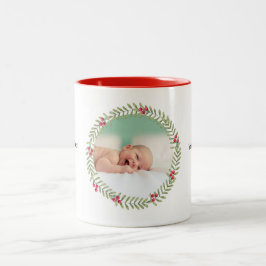 クリスマスグリーンホリデーリースフォトコーヒーマグ ツートーンマグカップ