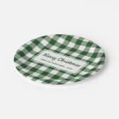 クリスマスグリーンホワイトバッファローあなたの名前でチェック ペーパープレート (アングル)