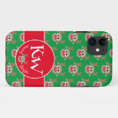 クリスマスグリーンモノグラムかわいいトナカイ模様 Case-Mate iPhoneケース (裏面(横))
