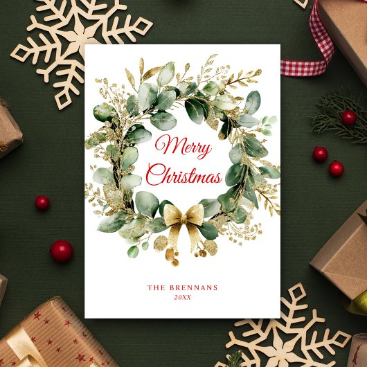 クリスマスグリーンユーカリエレガント シーズンカード