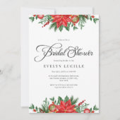 クリスマスグリーンリーエレガントホリデーブライダルシャワー 招待状 (正面)