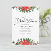 クリスマスグリーンリーエレガントホリデーブライダルシャワー 招待状 (スタンド正面)