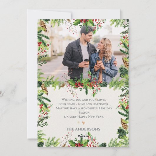 クリスマスグリーンリーシーズンの挨拶2枚の写真 シーズンカード (裏面)