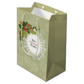 クリスマスグリーンリースとレッドベリー ミディアムペーパーバッグ (裏面アングル)